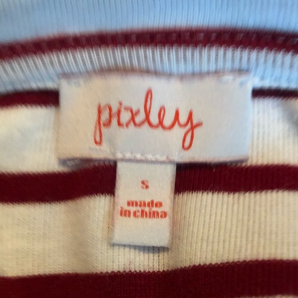 Picket White & Red Striped Tee w/ Leather Elbows - Picture 5 of 5